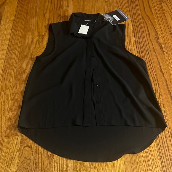 NWT MINKPINK Woman’s Black Button Sleeveless Blouse Size S - Picture 1 of 6